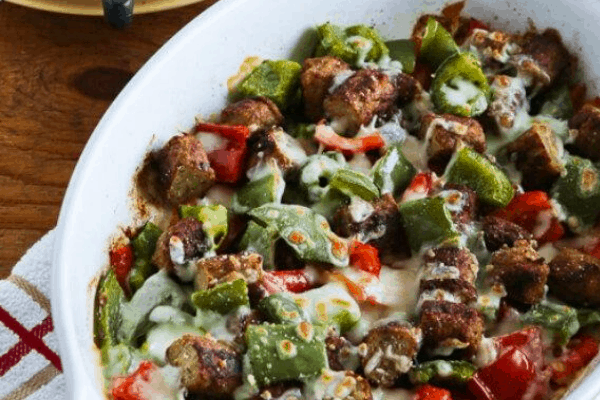 KETO BREAKFAST BAKE WITH SAUSAGE AND PEPPERS