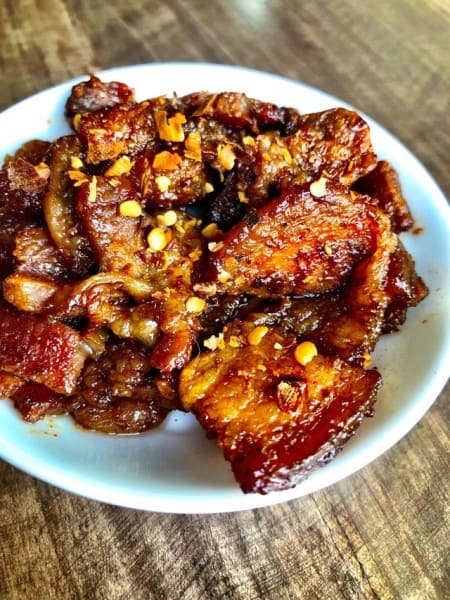 sweet spicy keto pork belly