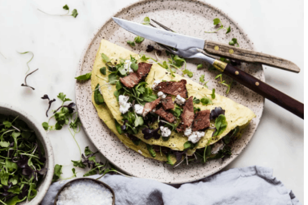 AVOCADO, CHEVRE, AND BACON OMLETE