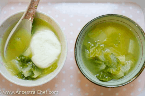 SPRING SOUP RECIPE WITH POACHED EGG