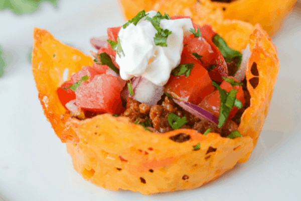 KETO CHEESE SHELL TACO CUPS