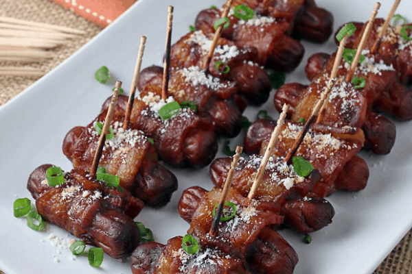 BBQ BACON WRAPPED SMOKIES KETO APPETIZERS