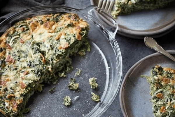 CRUSTLESS SPINACH QUICHE WITH BACON
