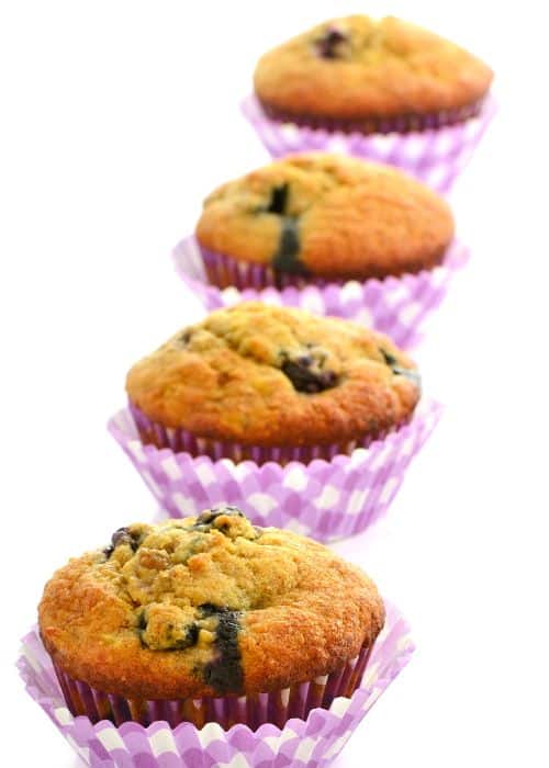 moist blueberry banana muffins